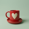 Handcrafted Red Heart Ceramic Mug, Pack of 1, Cozy Aesthetic Style