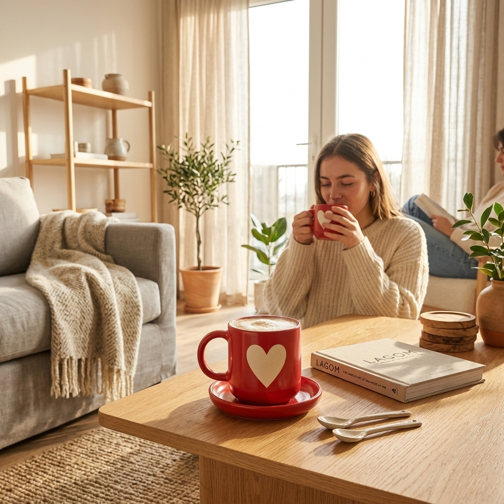 Handcrafted Red Heart Ceramic Mug, Pack of 1, Cozy Aesthetic Style