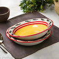 Claybender Ceramic Multi Purpose Bowls, Pack of 2, Yellow Blue Dotted