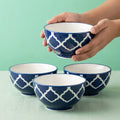 Elegance Ceramic Bowl Set, Pack of 4, Blue and White Floral Design