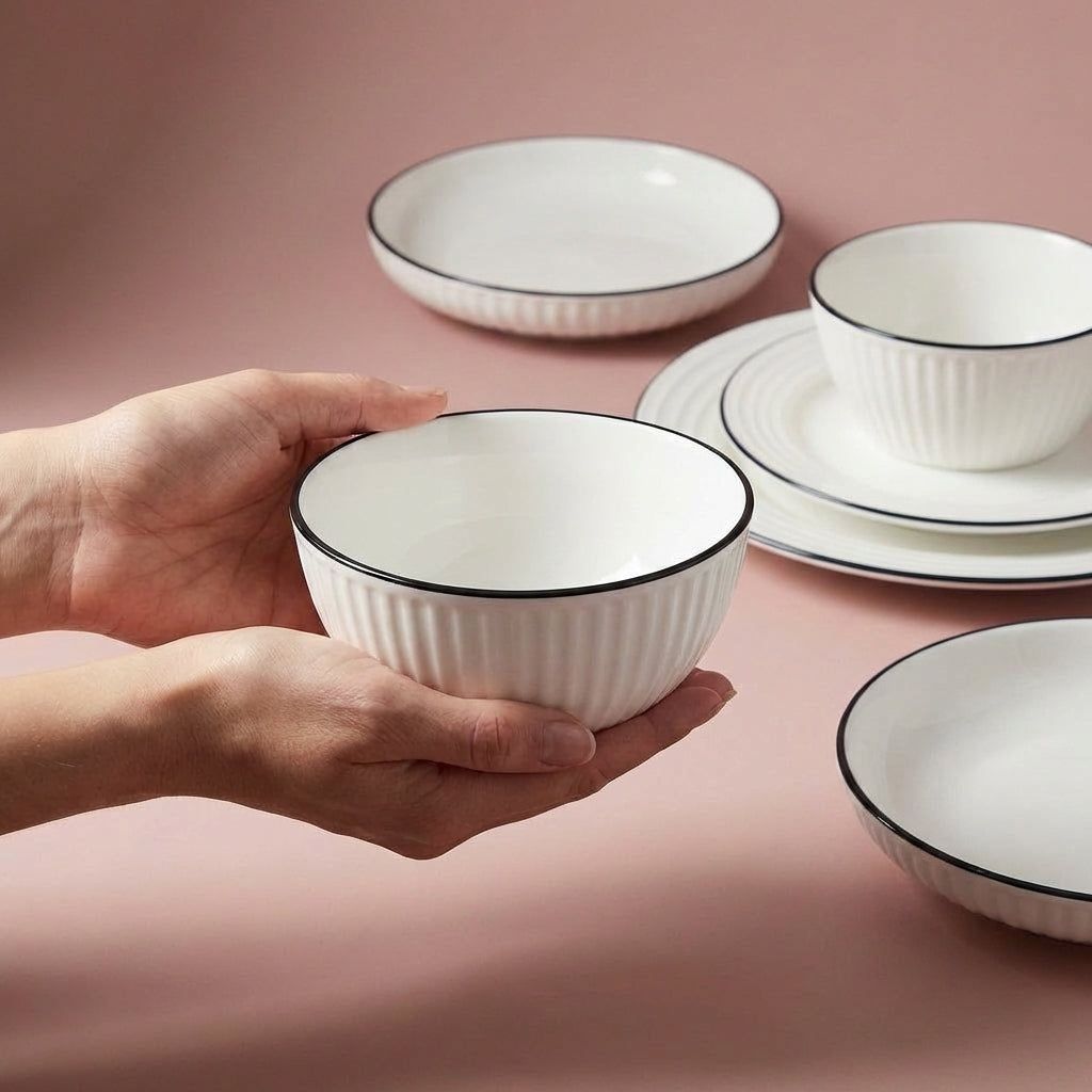 Ceramic Dinnerware Set, Pack of 4, White