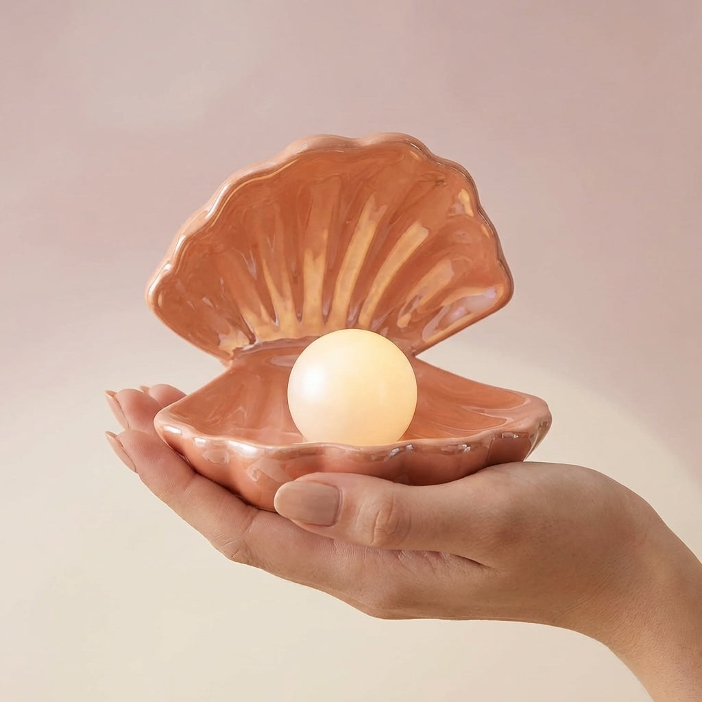 Shell Pearl Night Light, Pack of 1, Ceramic LED Accent Lamp