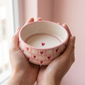 EARTHYSTONE Handmade Ceramic Bowl, Pack of 1, Checked Hearts Microwave Safe Kitchen Dining