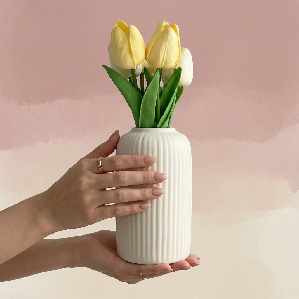 White Ceramic Round Flower Pots, Pack of 1, Modern Indoor Outdoor Planter with Drainage Hole