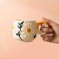 Elegant Ceramic Mustard Flower Coffee Mugs, Pack of 1, Floral Design