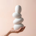 White Ceramic Stone Shaped Planter, Pack of 1, Matte Finish