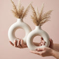Ceramic Donut Vases, Pack of 2, Multicolour 6 Inch Home Decor