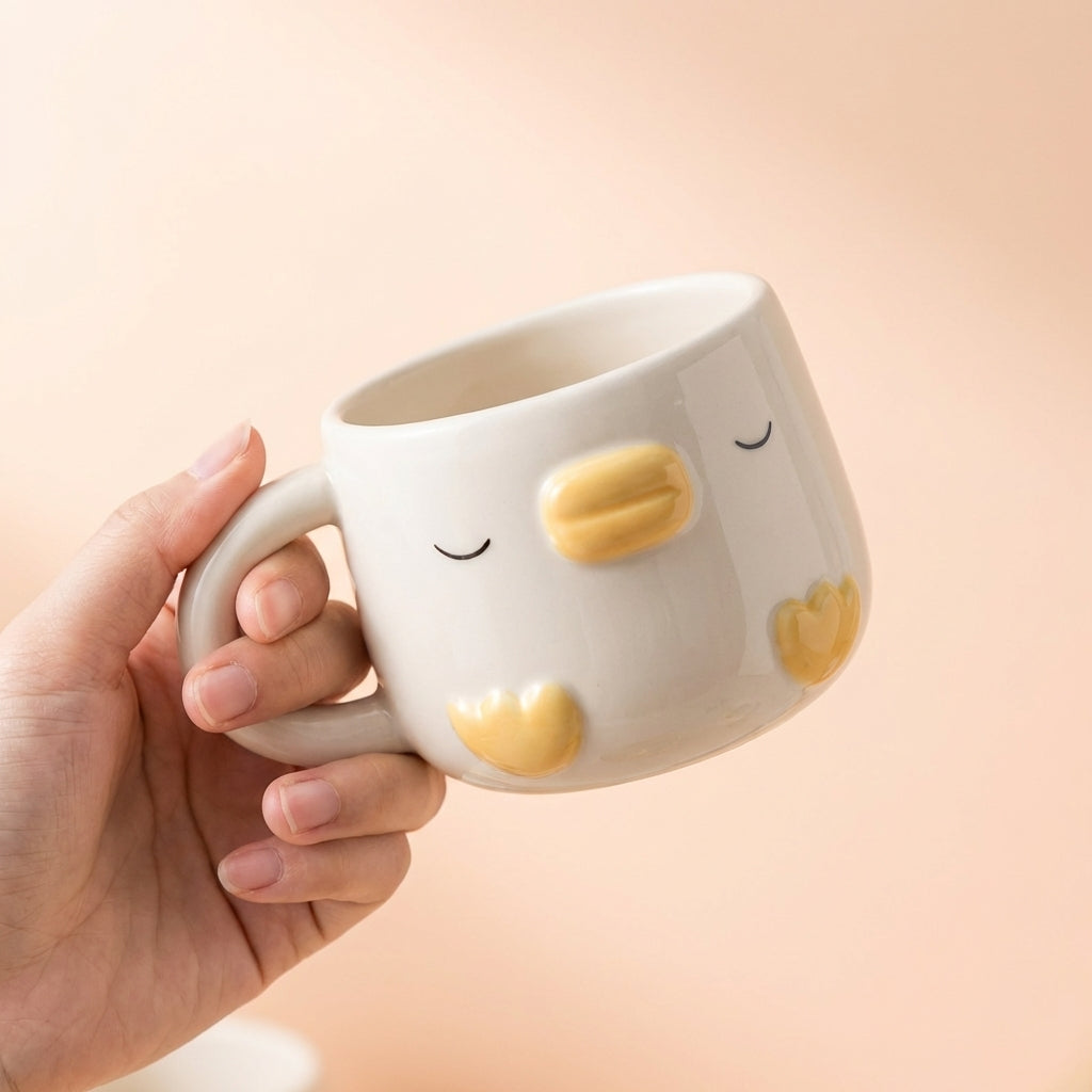 Duck Themed Ceramic Coffee Mug, Pack of 1, Yellow Cute Animal Design