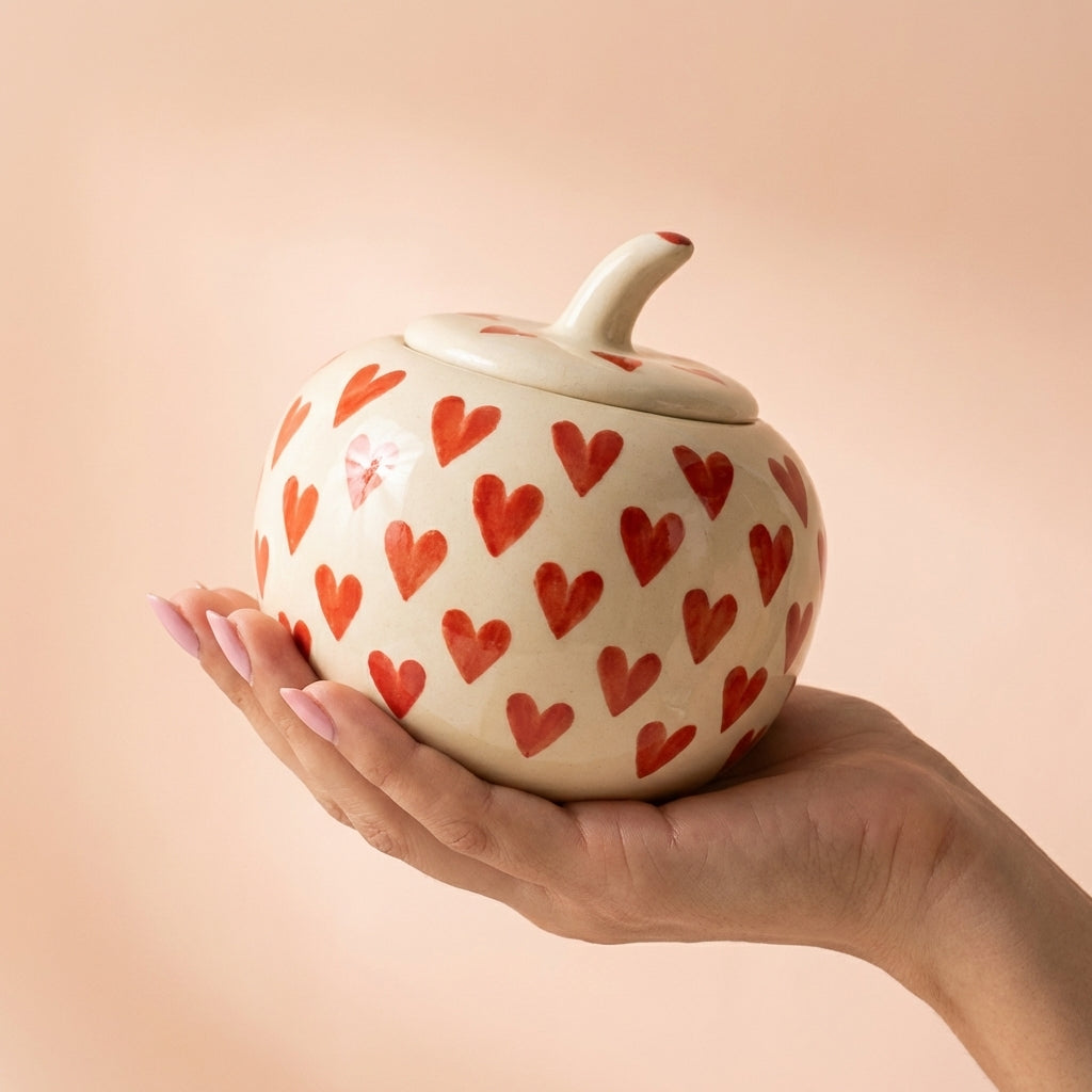 Handpainted Ceramic Storage Jar With Lid, Pack of 1, Classic