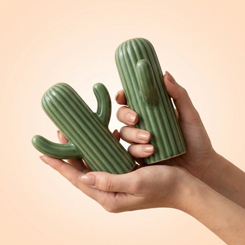 Ceramic Cactus Salt And Pepper Shakers, Pack of 2, Green Kitchen Dining Set