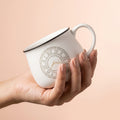White Ceramic Tea Cups, Pack of 6, Classic Clock Design