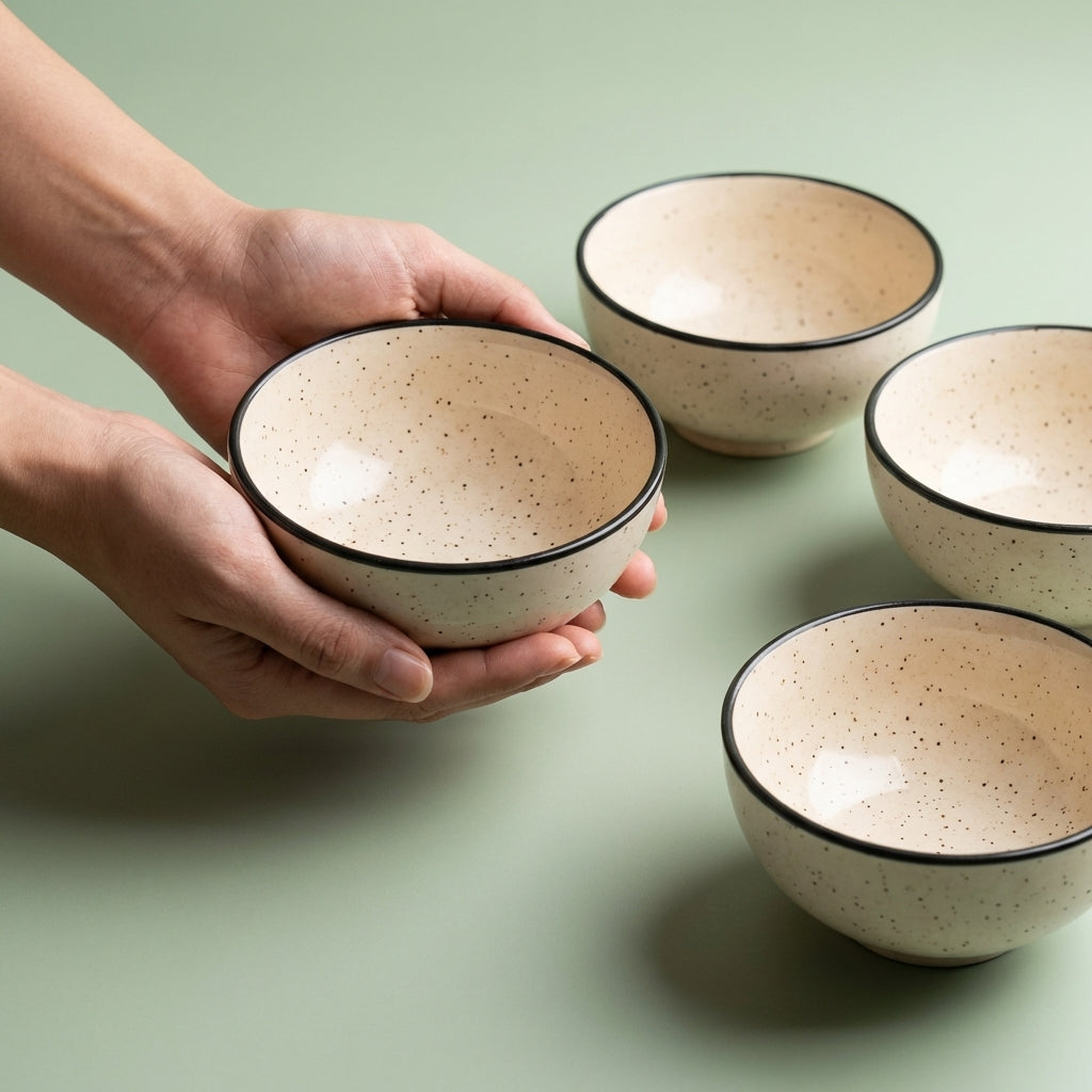 Premium Ceramic Bowl Set, Pack of 4, Multipurpose Kitchen Serving Bowls for Soup and Snacks