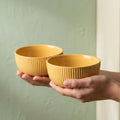 AMAZECART Ceramic Serving Bowls Perfect For Snacks Pasta Salad Daily Use, Pack of 2, Yellow