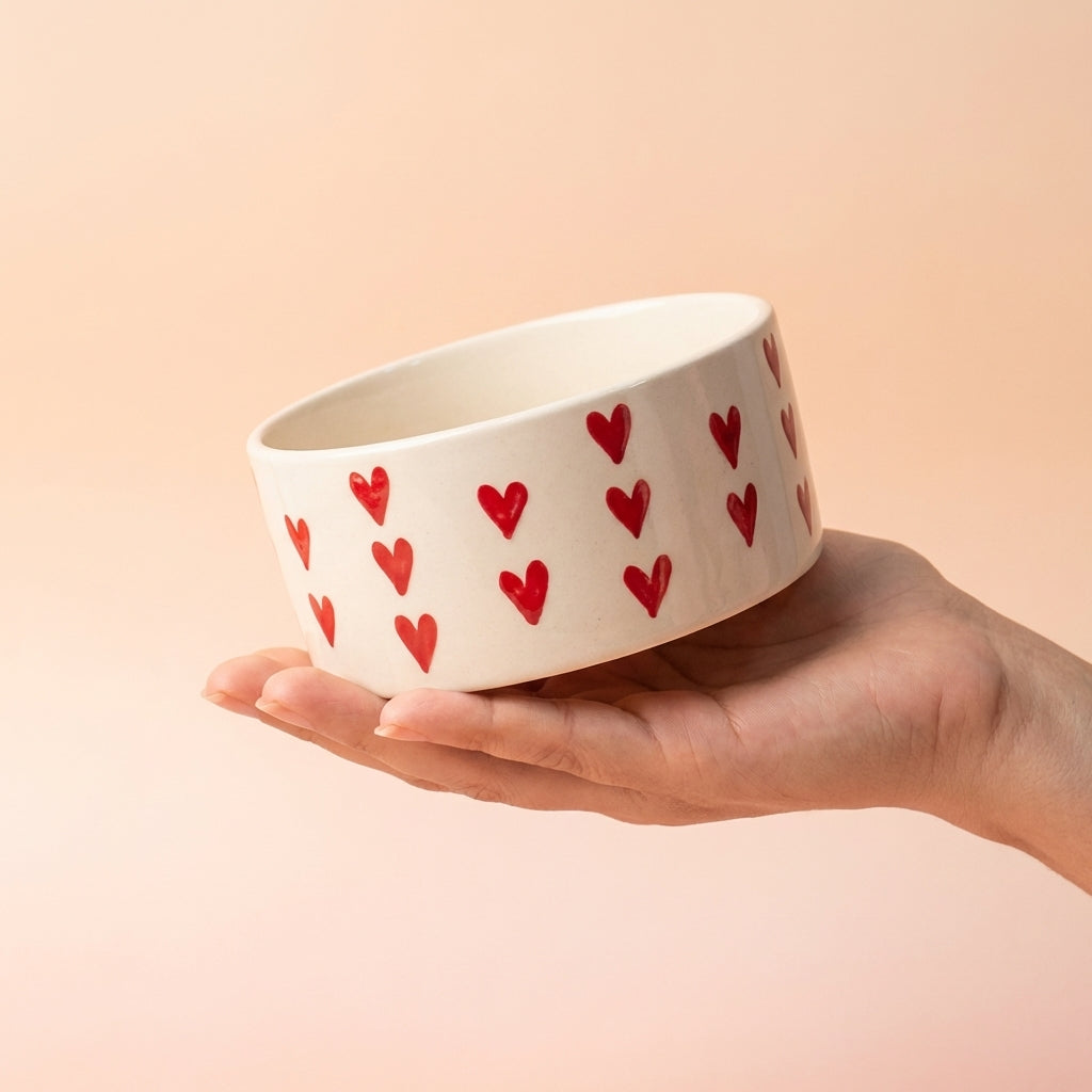 Red Heart Breakfast Bowl, Pack of 1, Classic Red Heart Design