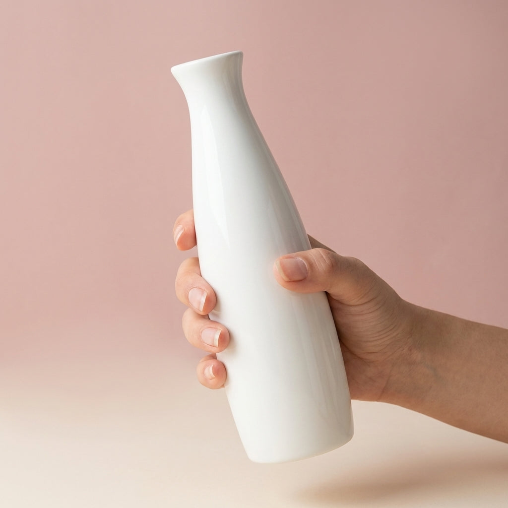 White Ceramic Flower Vase, Pack of 1, Modern Bottle Design