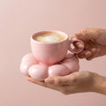 Pink Ceramic Bubble Cup And Saucer Set, Pack Of 1, Modern Sculptural Design