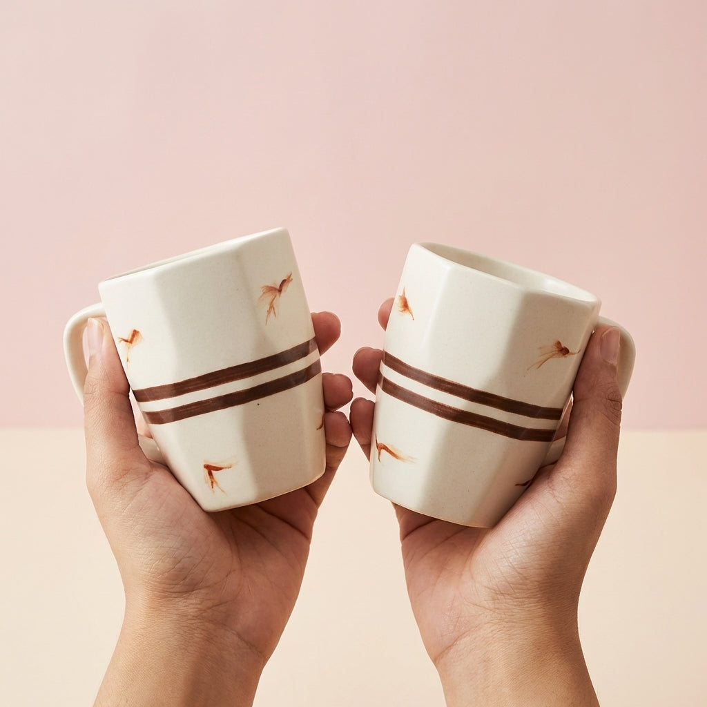Elegant Ceramic Coffee Mug Set, Pack of 2, Classic White