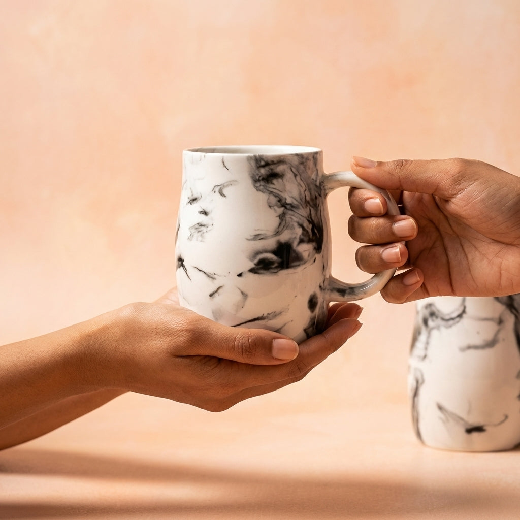 Italian Ceramic Coffee Mugs, Pack of 2, Classic Design