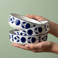 Ceramic Salad Bowl Set, Pack of 3, Multipurpose Serving Bowls for Pasta Snacks Nuts, Blue