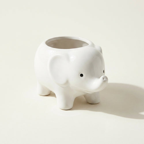 Ceramic Baby Elephant Indoor Planter Pot, Pack of 1, Handcrafted Oval Design