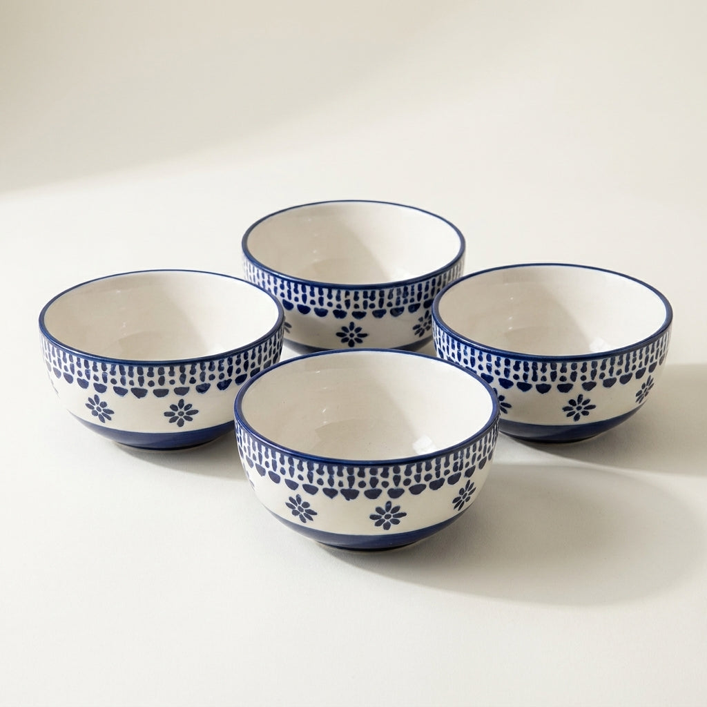 Ceramic Rice Bowl Set, Pack of 4, Microwave Safe