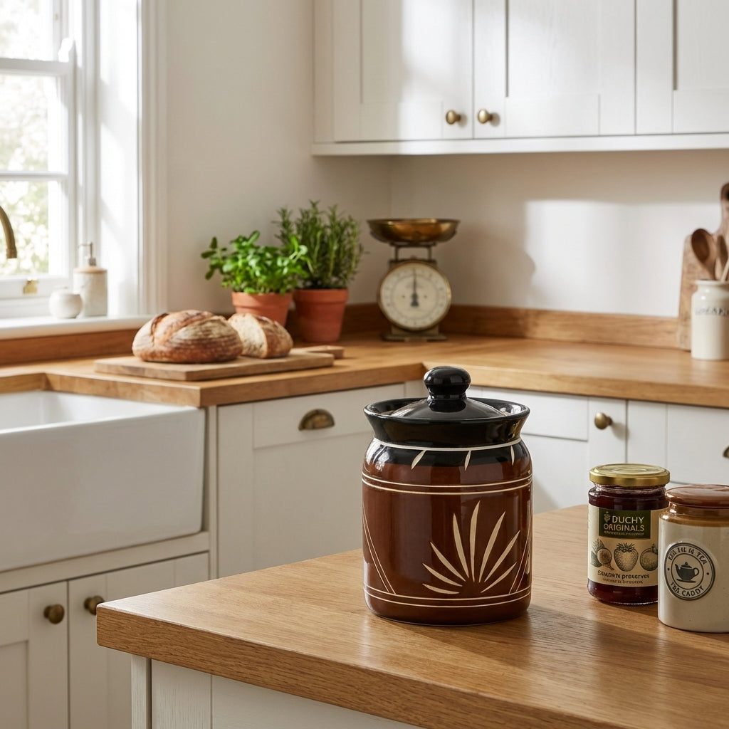 Elegant Ceramic Storage Jar, Pack of 1, Brown