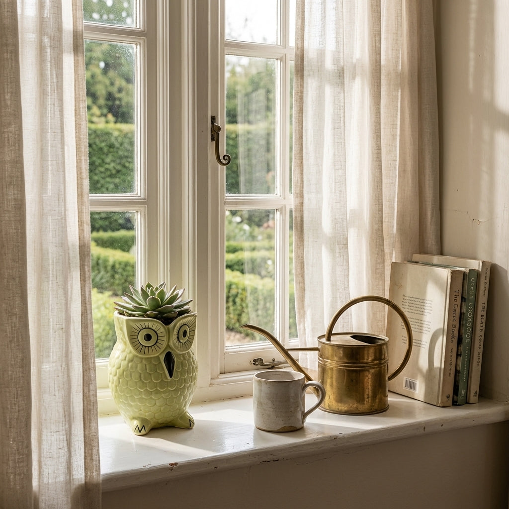 Elegant Ceramic Owl Planter, Pack of 1, Classic Square Design