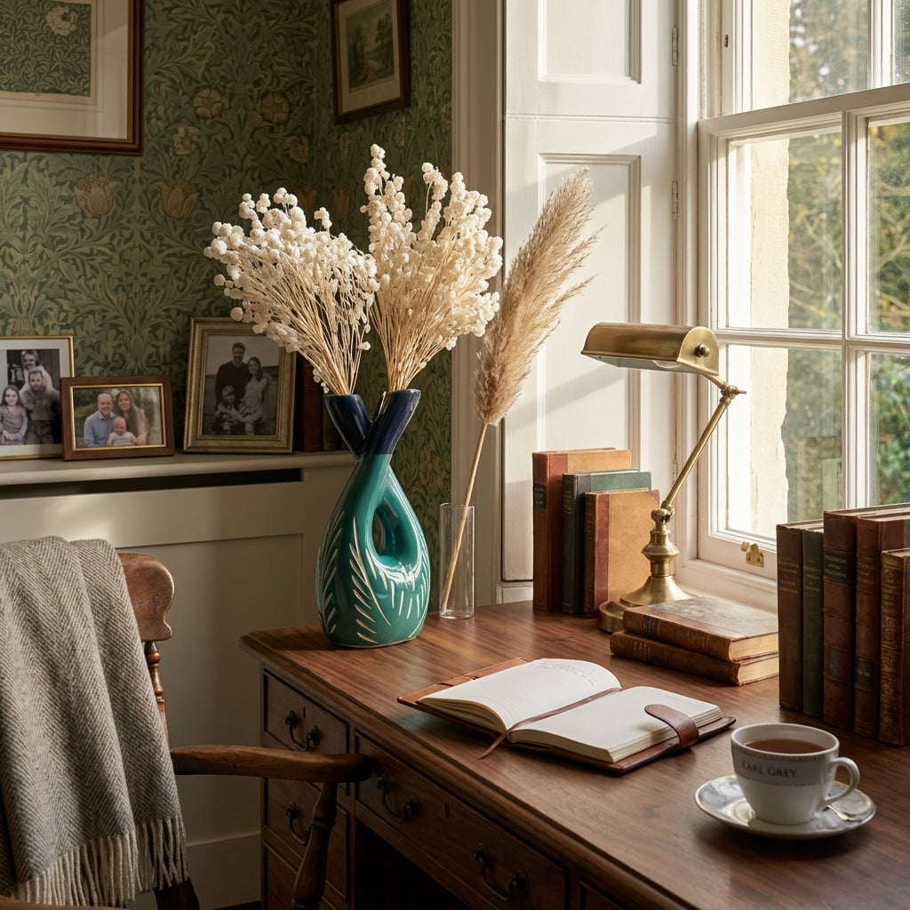 Designer Ceramic Bottle Vase, Pack of 1, Green Elegant Home Decor Showpiece for Any Room