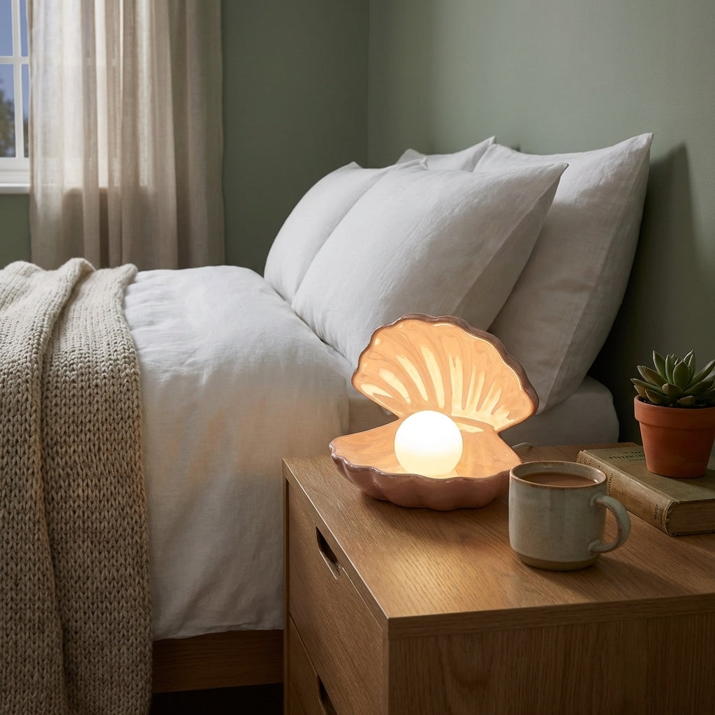 Shell Pearl Night Light, Pack of 1, Ceramic LED Accent Lamp