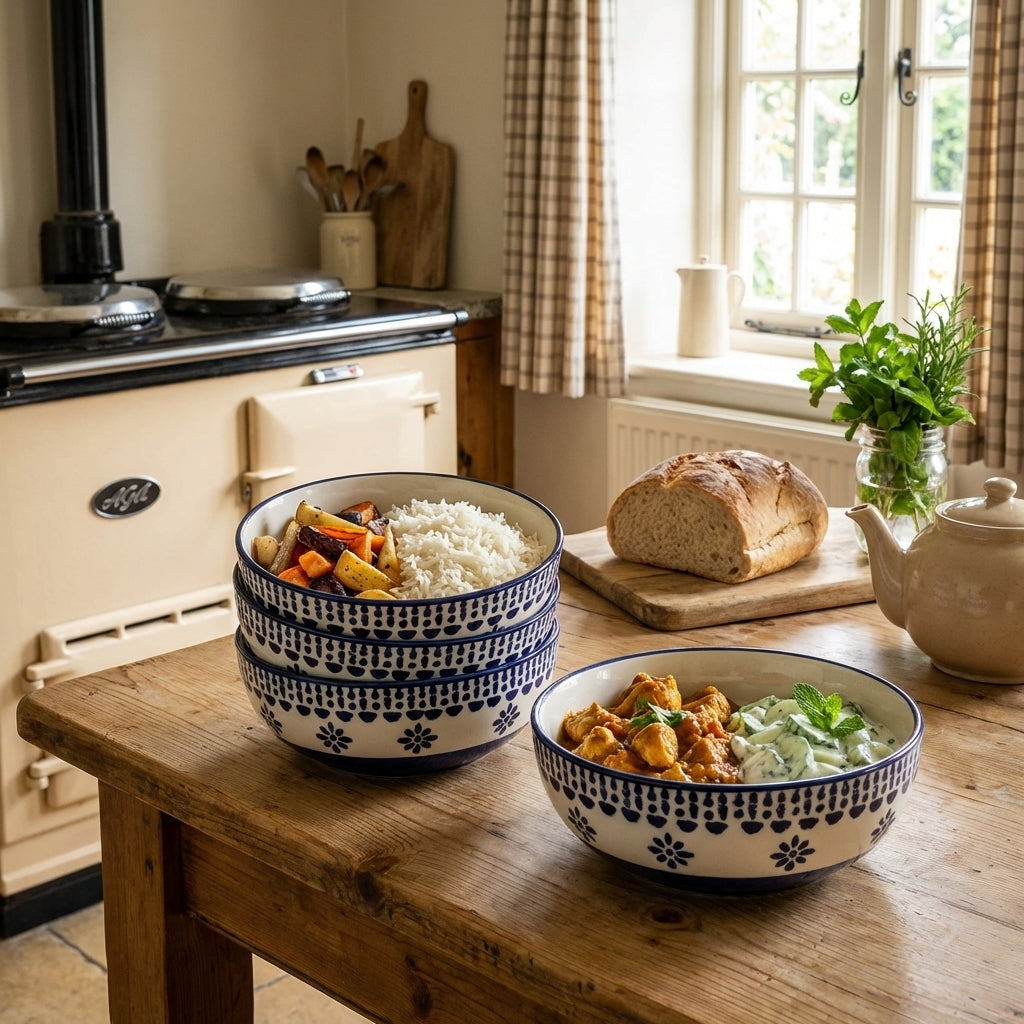 Ceramic Rice Bowls, Pack of 4, Microwave Safe White