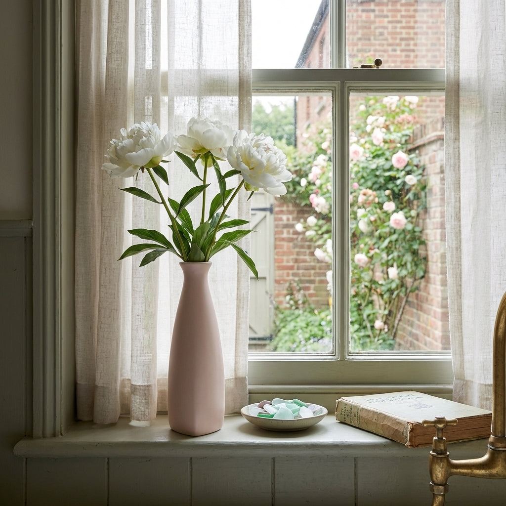 White Ceramic Flower Vase, Pack of 1, Modern Bottle Design