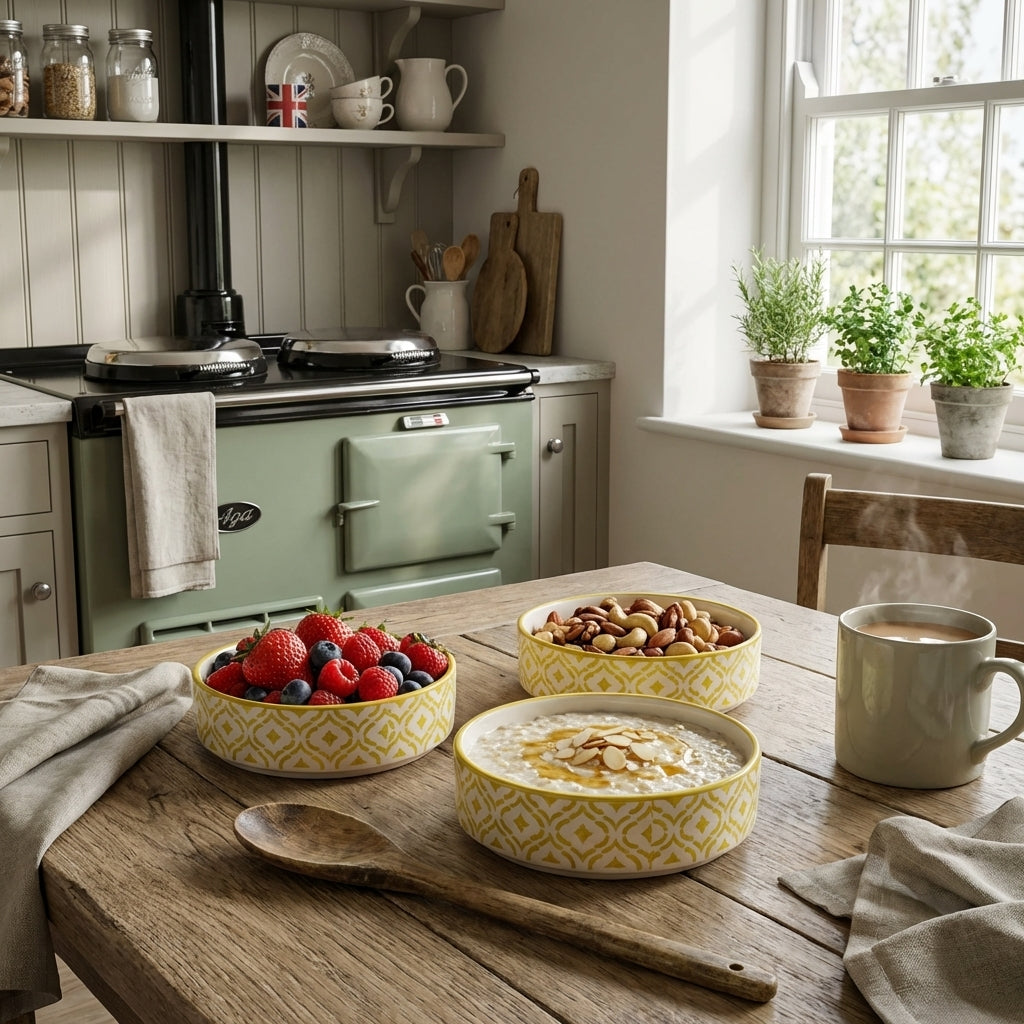 Ceramic Microwave Safe Serving Bowl Set, Pack of 3, Yellow