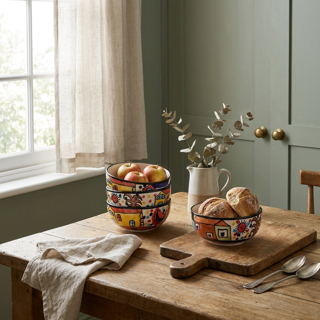 Designer Ceramic Bowls, Pack of 4, Modern Style