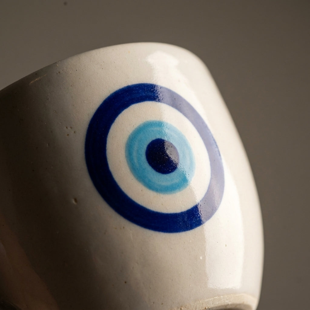 Ceramic Evil Eye Cup and Saucer Set – Modern Minimalist Design (Set Of 2)