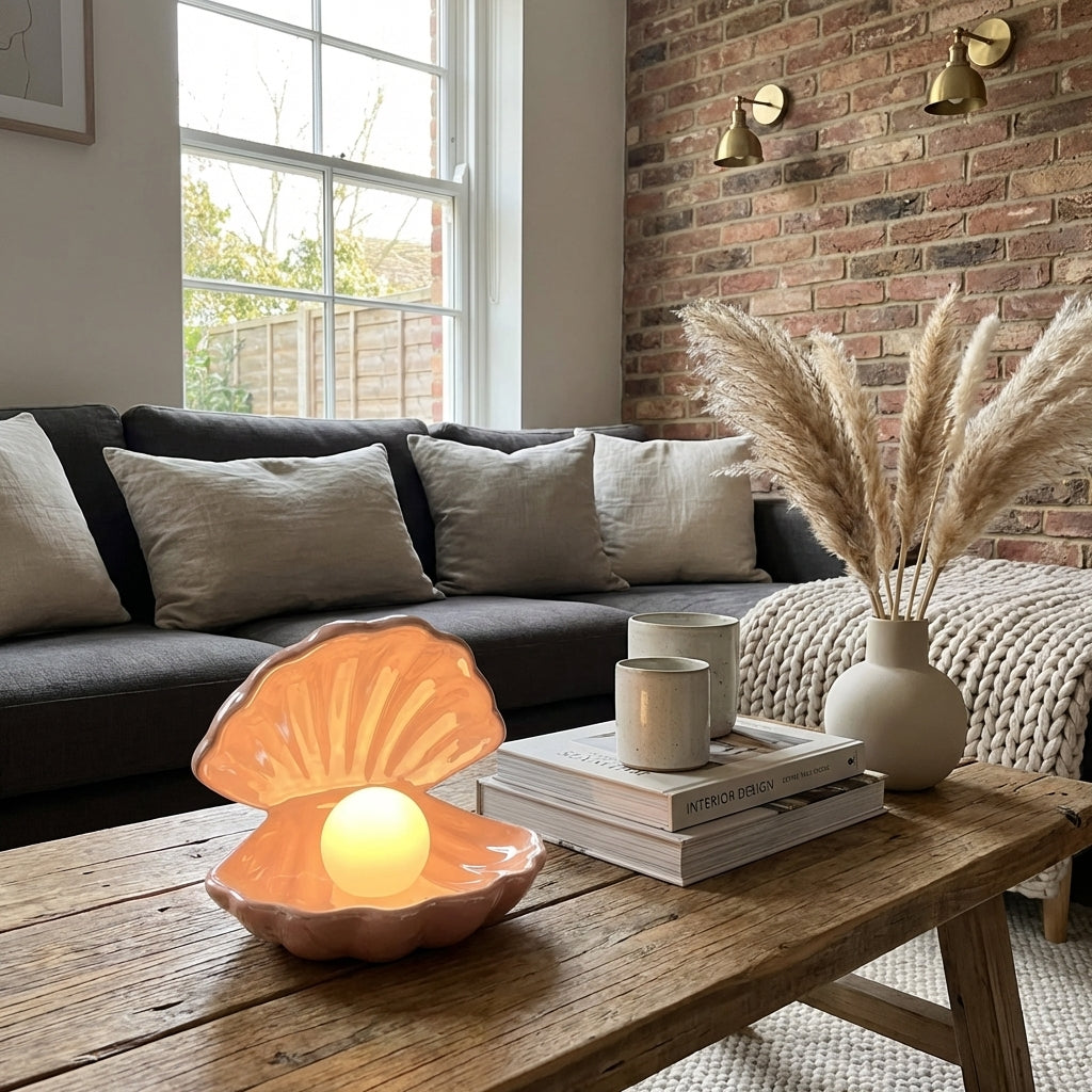 Shell Pearl Night Light, Pack of 1, Ceramic LED Accent Lamp
