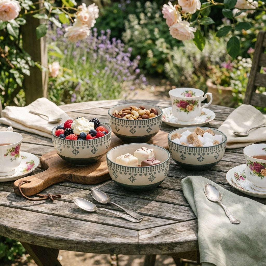 Premium Ceramic Serving Bowls, Pack of 4, Designer Printed