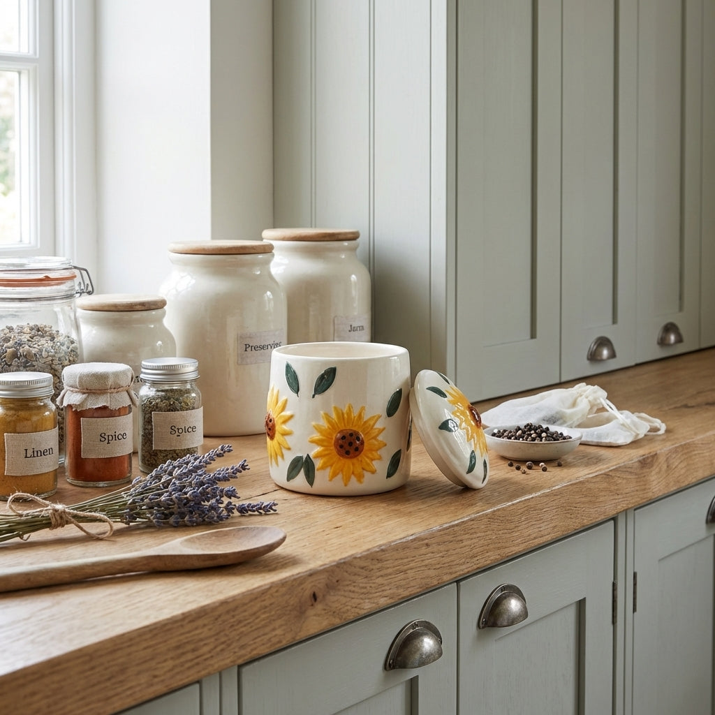 Ceramic Food Storage Jar 300ml, Pack of 1, Traditional Kitchen Style