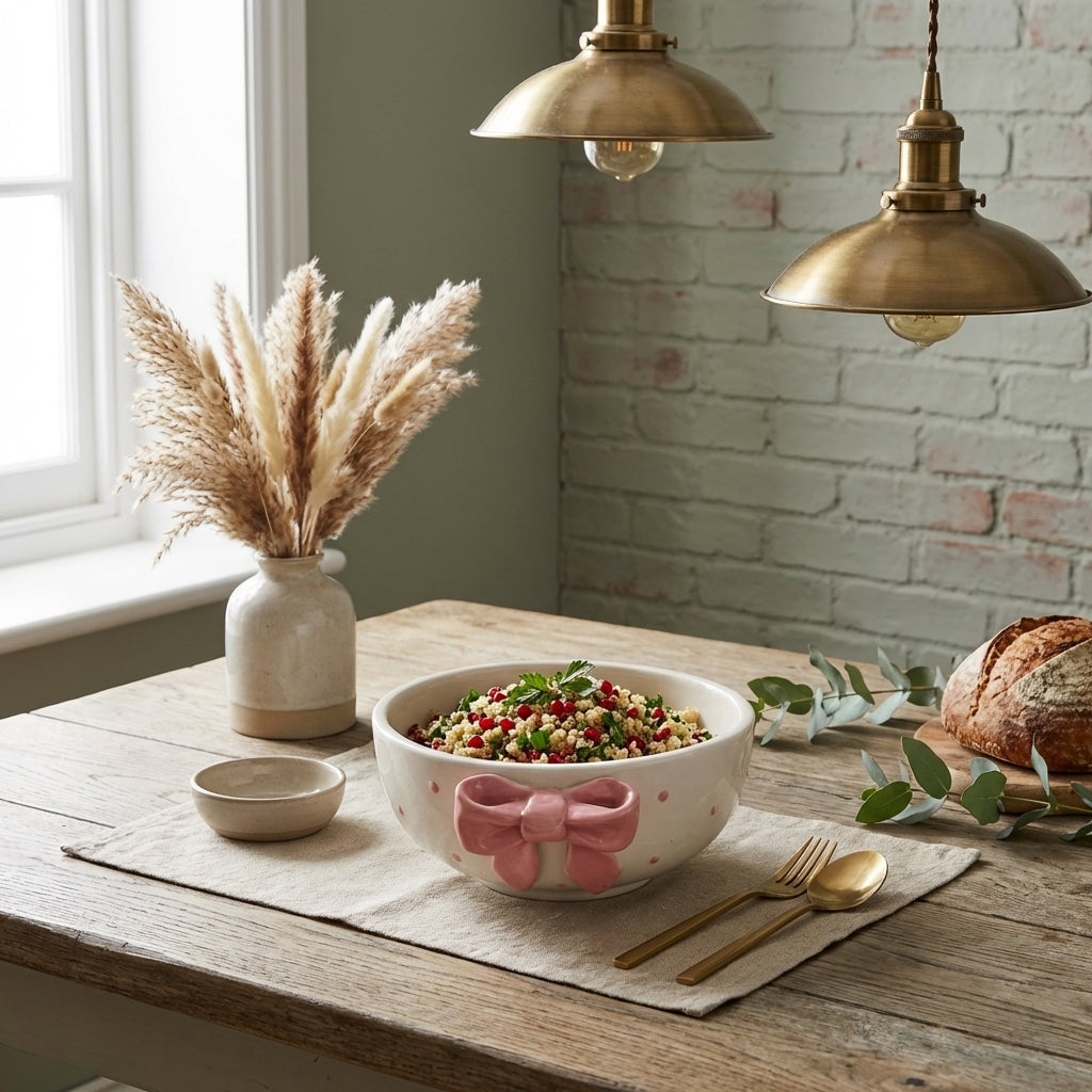 Premium Ceramic Serving Bowl for Kitchen, Pack of 1, Microwave Safe White