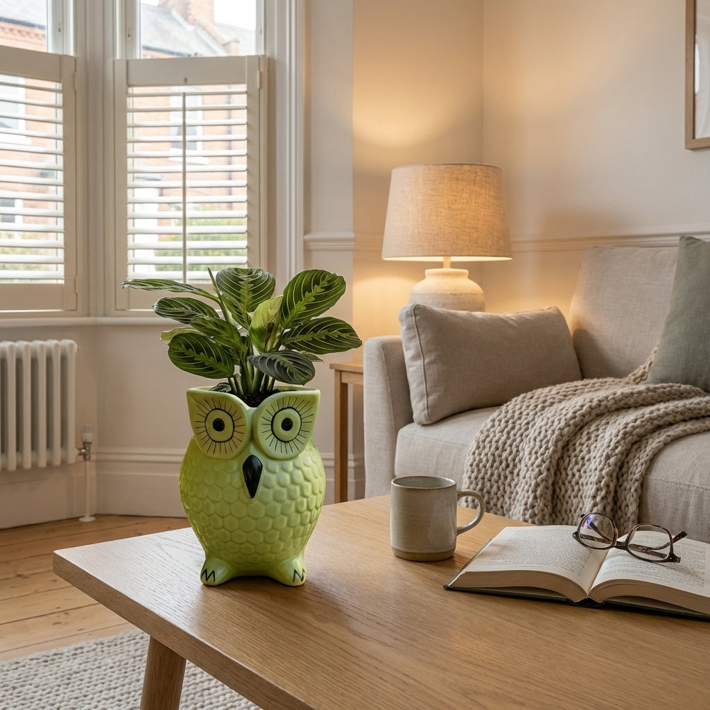 Elegant Ceramic Owl Planter, Pack of 1, Classic Square Design
