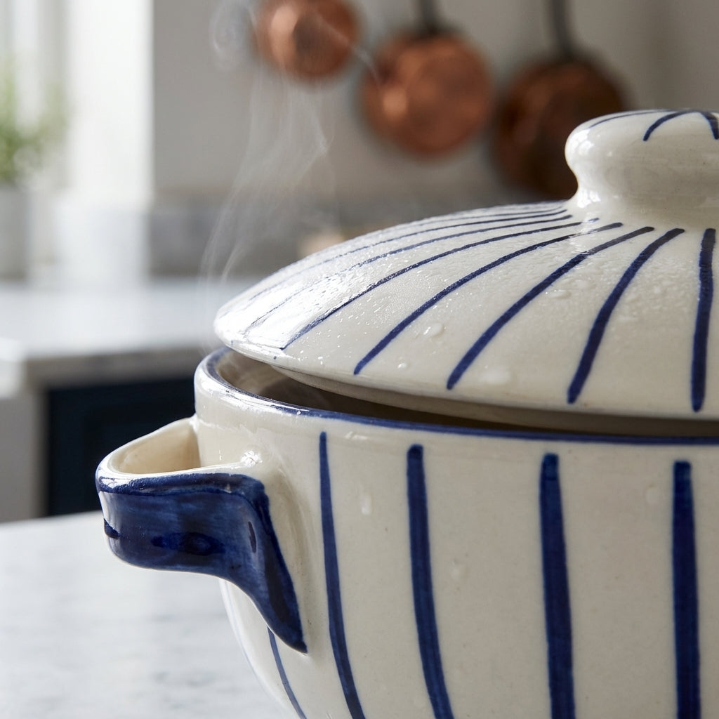 Ceramic Microwave Safe Serving Bowl With Lid, Pack of 1, Classic White