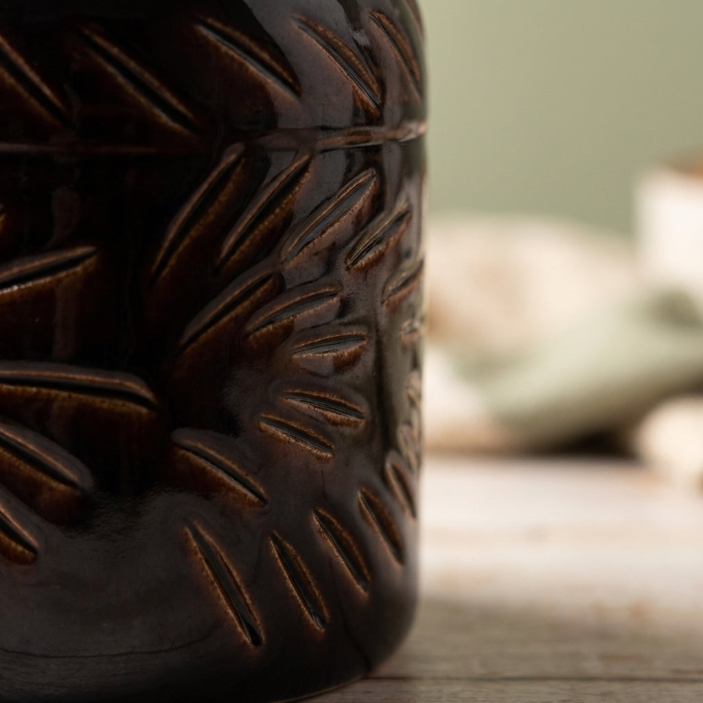 Elegant Ceramic Black Pickle Jar 1000ML, Pack of 1, Classic Black