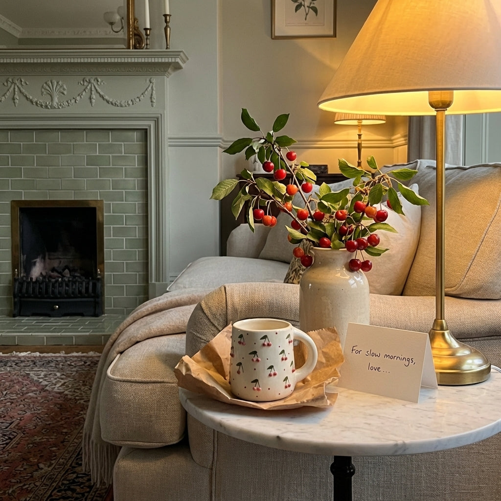 Handcrafted Ceramic Coffee Mug, Pack of 1, Cherry Design