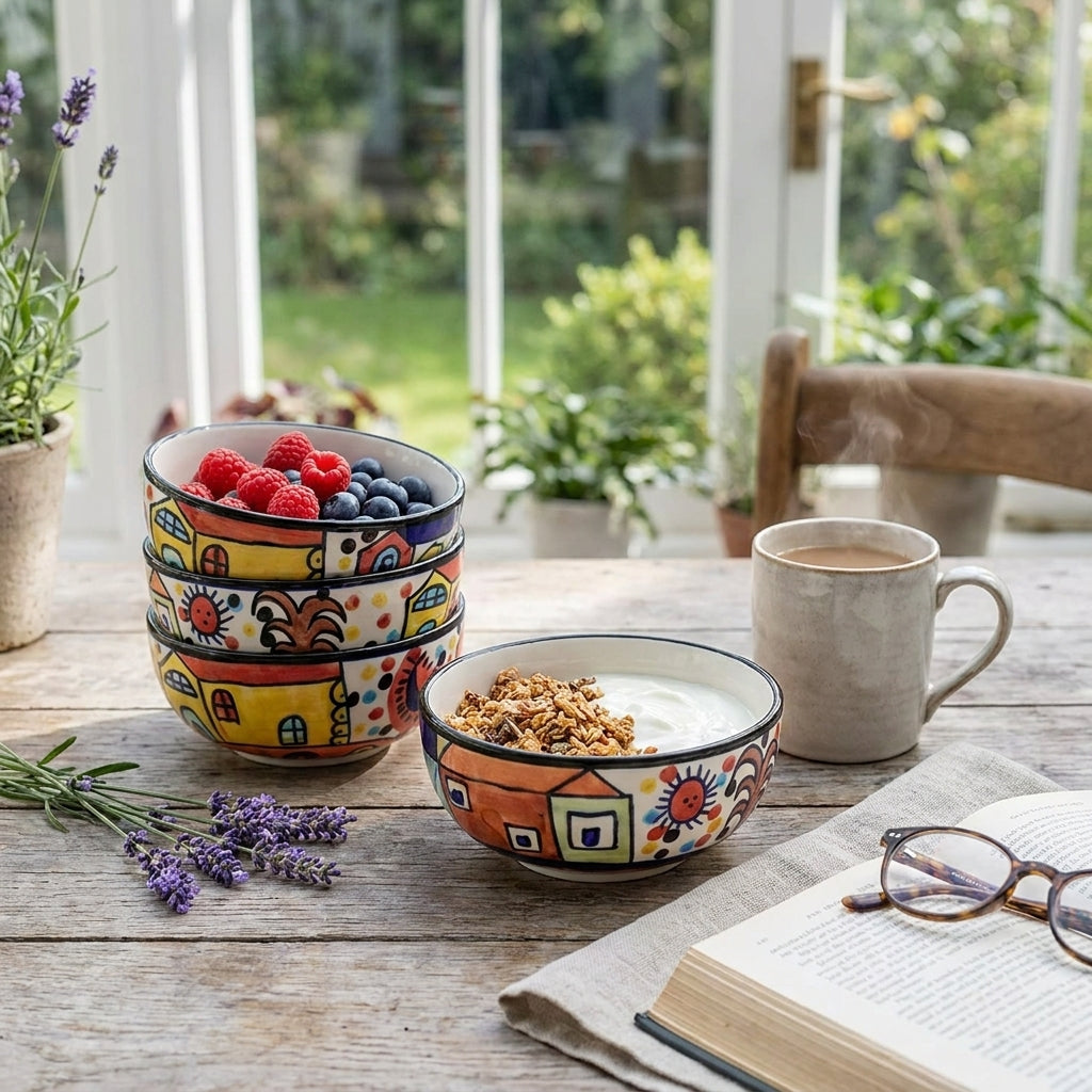 Designer Ceramic Bowls, Pack of 4, Modern Style