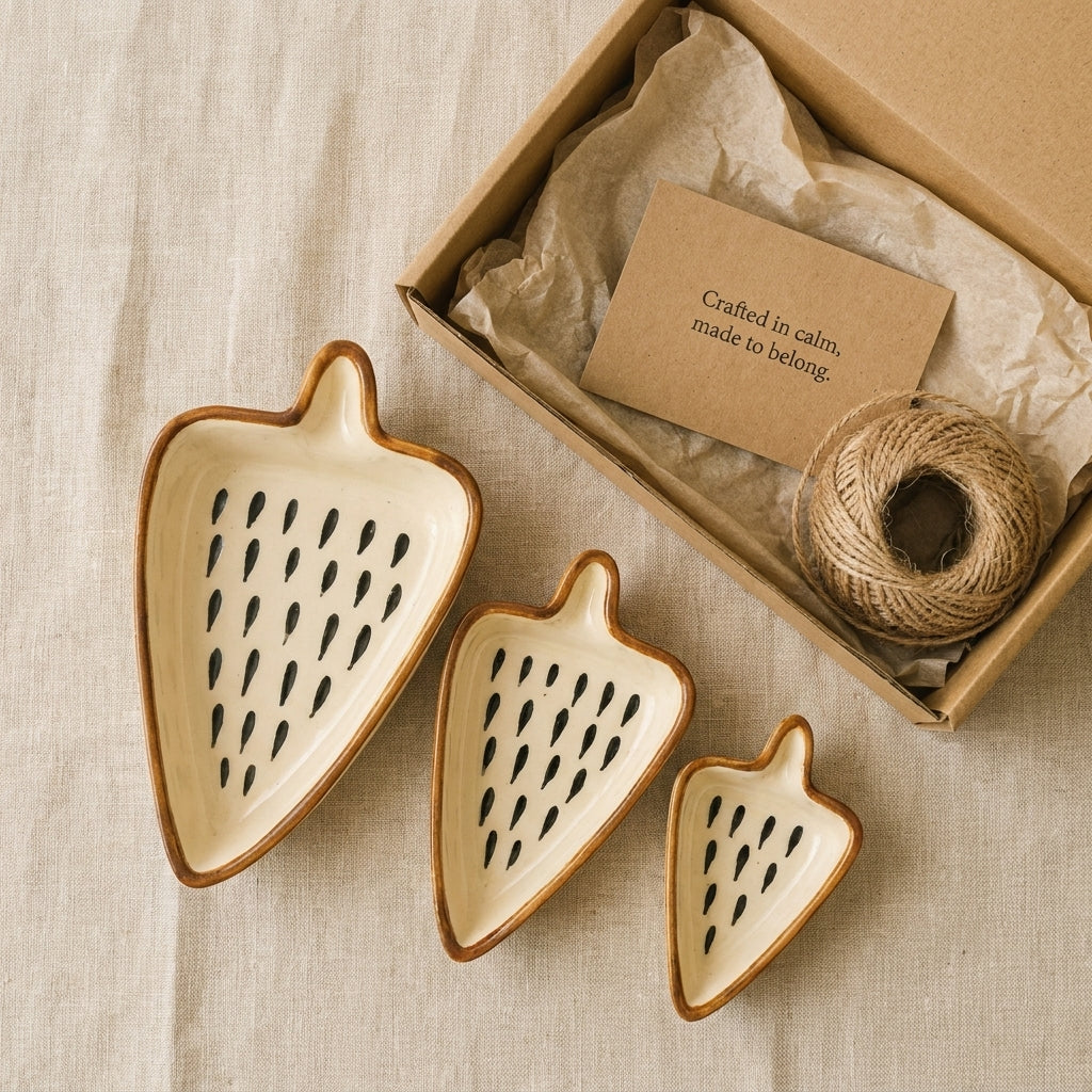 Handcrafted Ceramic Serving Dishes, Pack of 3, Heirloom Style